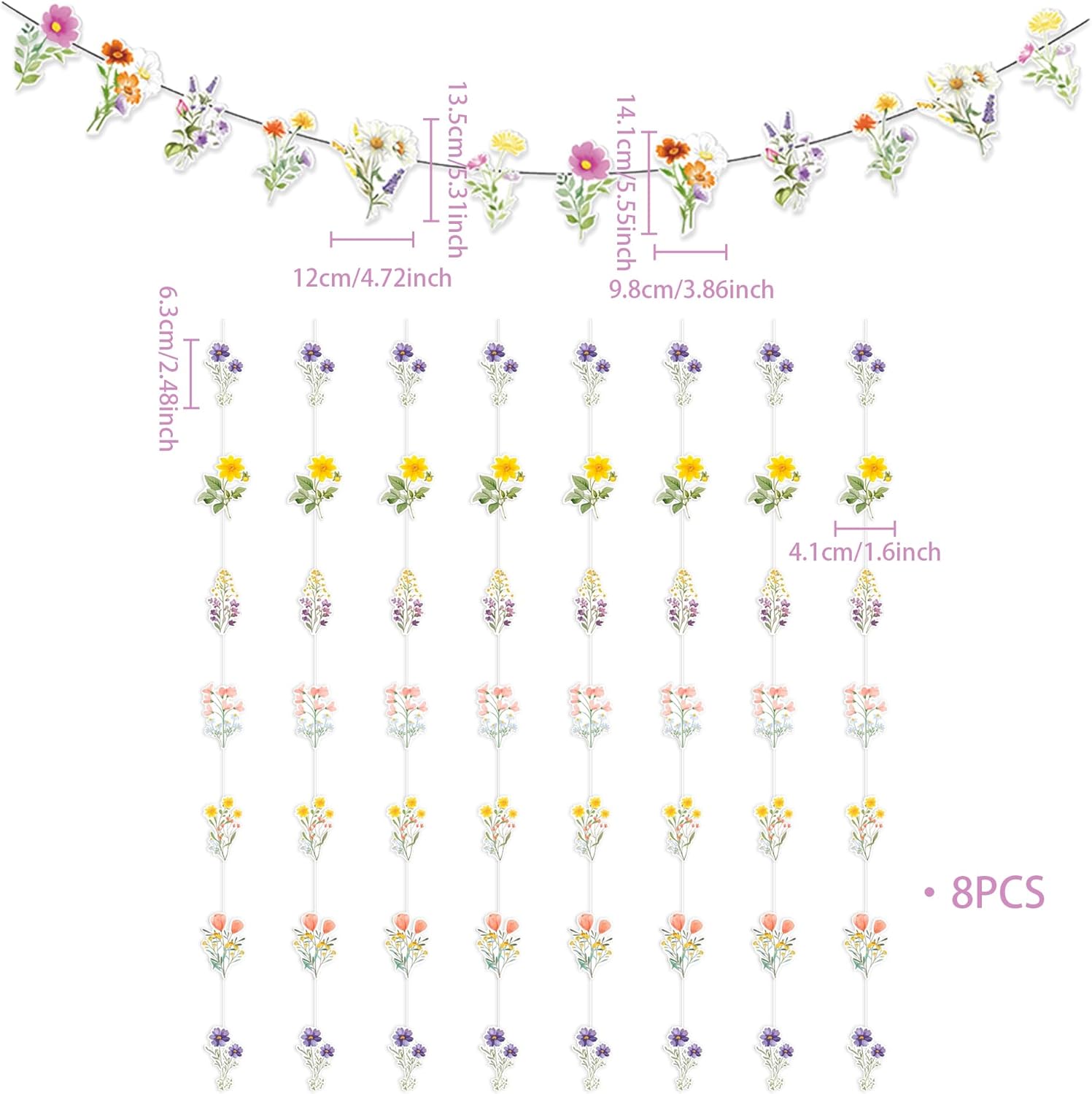 Wildflower Banner Decorations for Bridal Shower and Wedding Backdrop