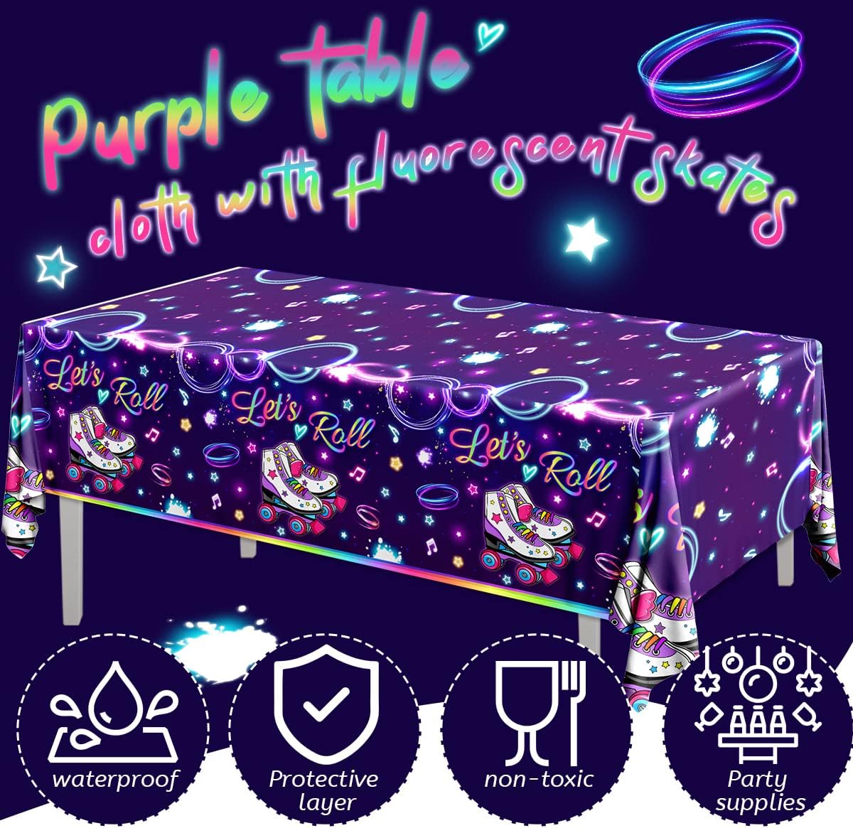Roller Skating Party Tablecloths 3pcs Lets Roll