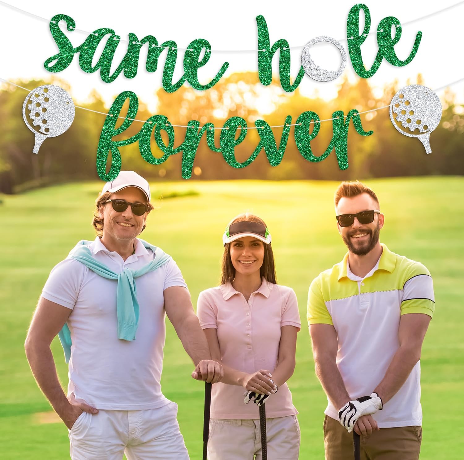 Same Hole Forever Banner Green Glitter