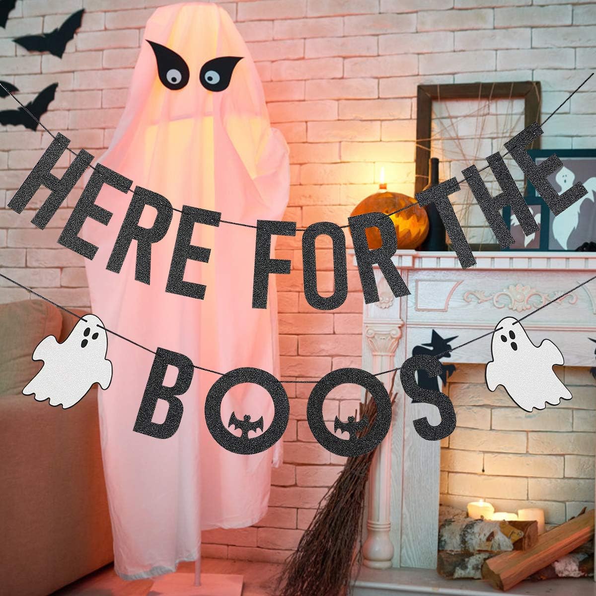 LeeSky Black Here For The Boos Halloween Banner