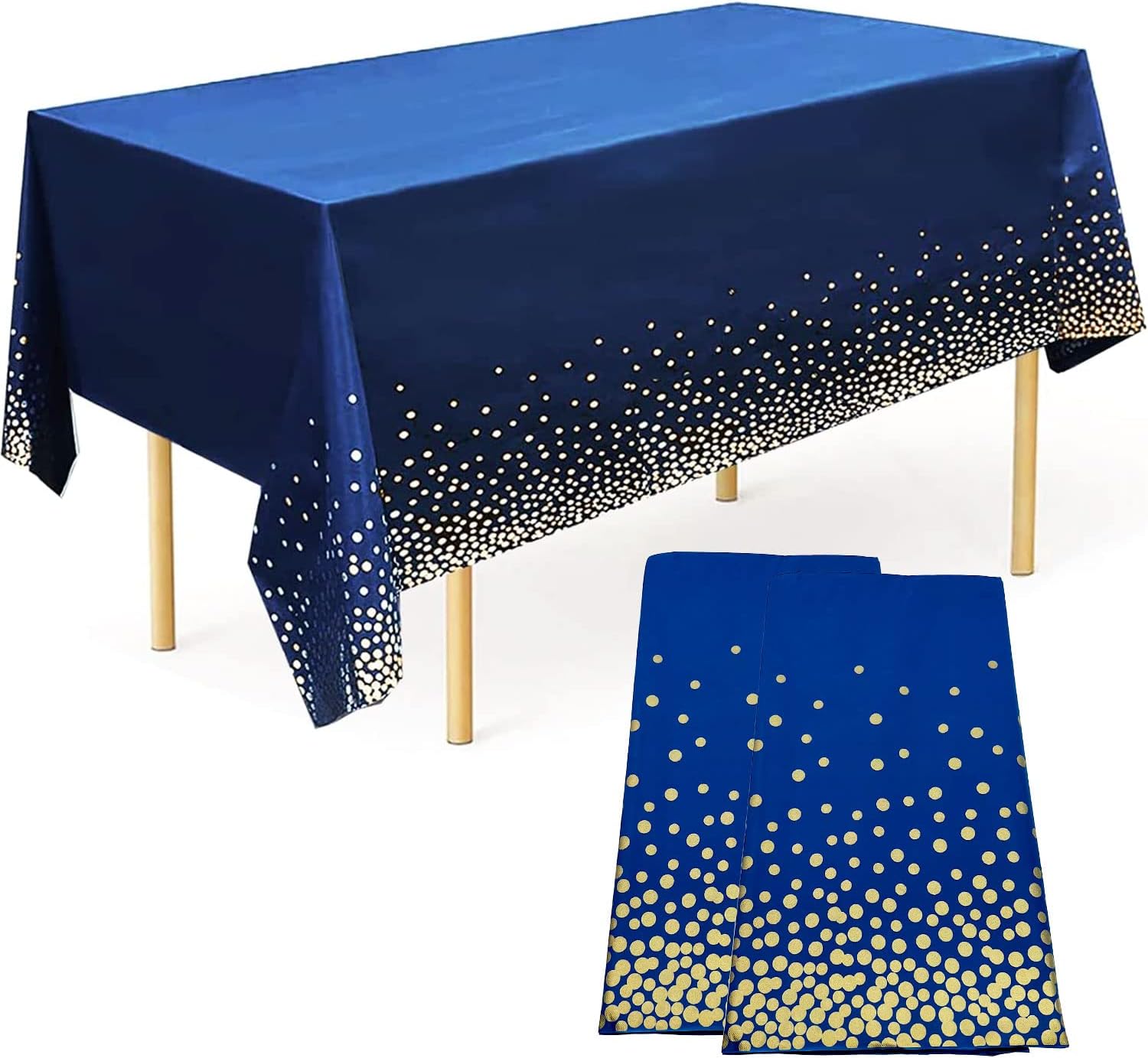 Navy Blue Tablecloths 2 Pcs - Glittery Graduation Party Cover