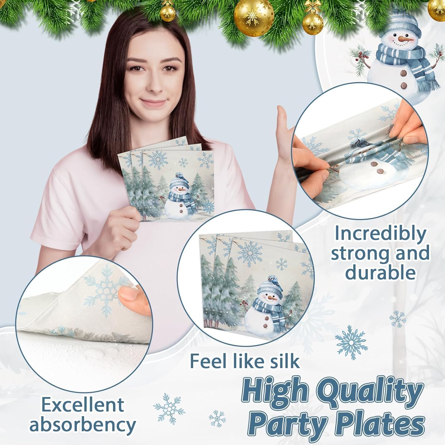 96pcs Christmas Party Plates and Napkins Set