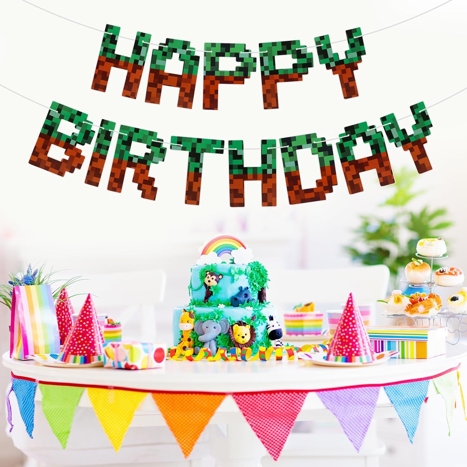 Miner Theme Happy Birthday Banner 10 Feet