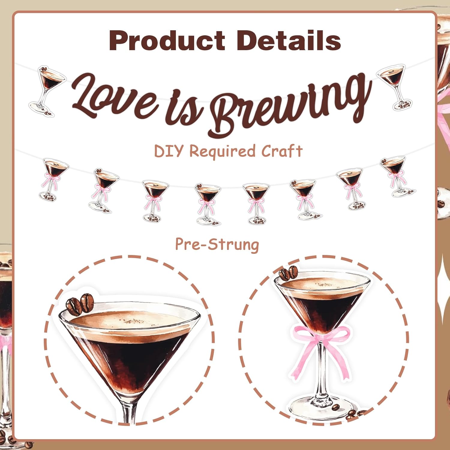 Love is Brewing Martini Themed Bridal Shower Banner