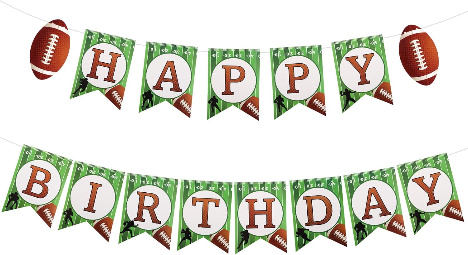 Football and Rugby Happy Birthday Banner for Party Decorations