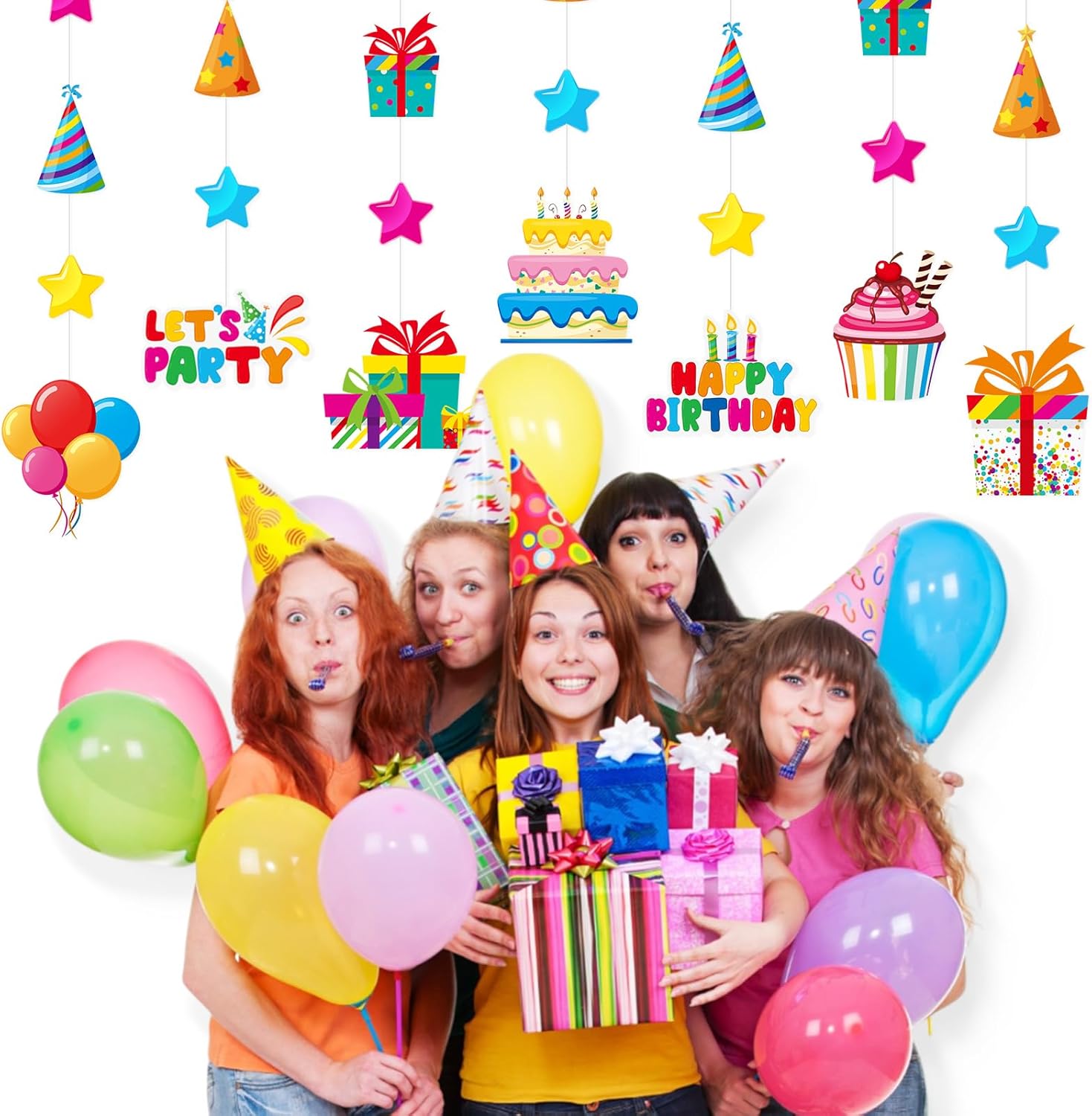 8 Pcs Happy Birthday Garland Streamers Decorations