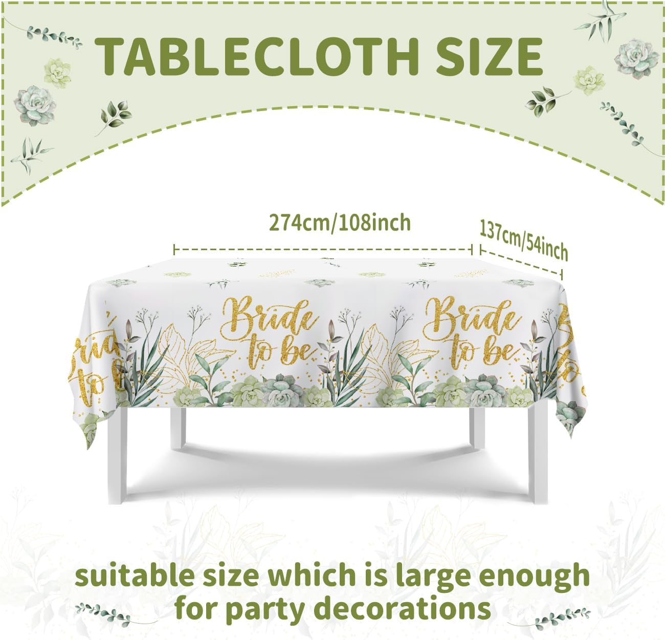 Sage Green Bridal Shower Tablecloths 3 Pack 54x108 Inch