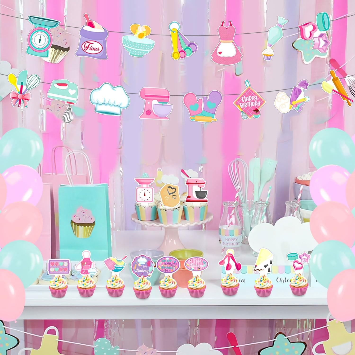 59 Pcs Baking Birthday Party Supplies Set