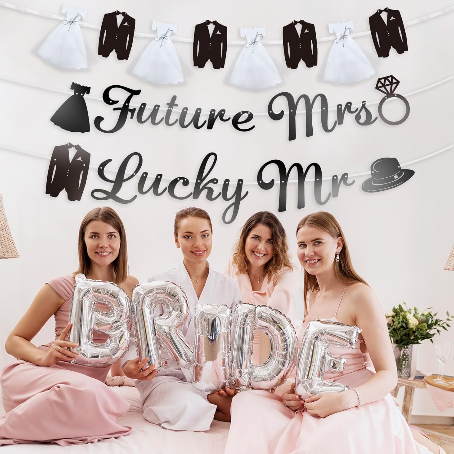 Future Mrs Lucky Mr Banner for Bridal Shower Decorations