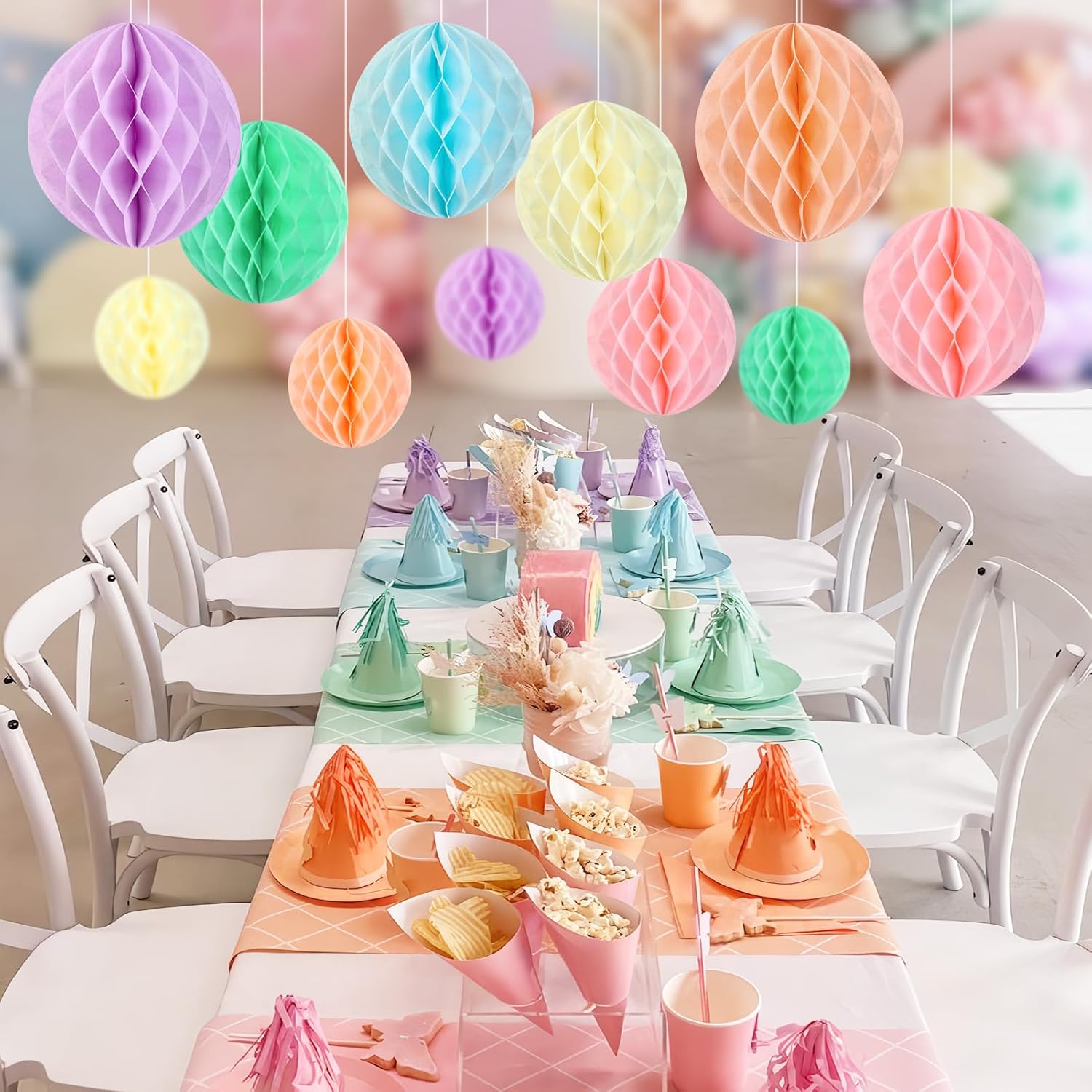 Hanging Honeycomb Decorations Set of 16