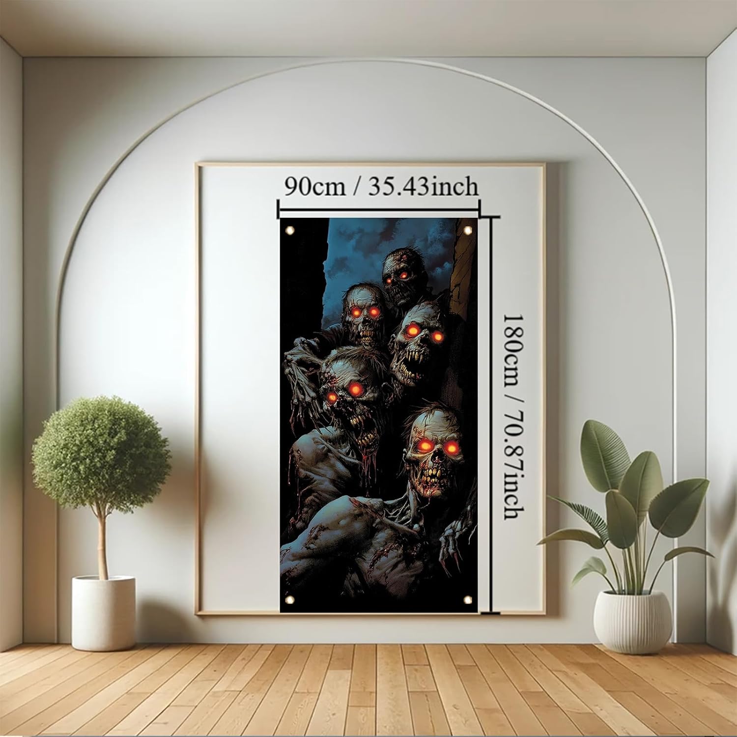 Starlit patio Halloween door cover 71x35 inches