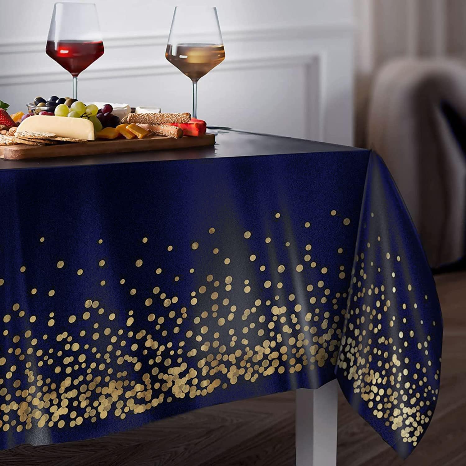 Navy Blue Tablecloths 2 Pcs - Glittery Graduation Party Cover