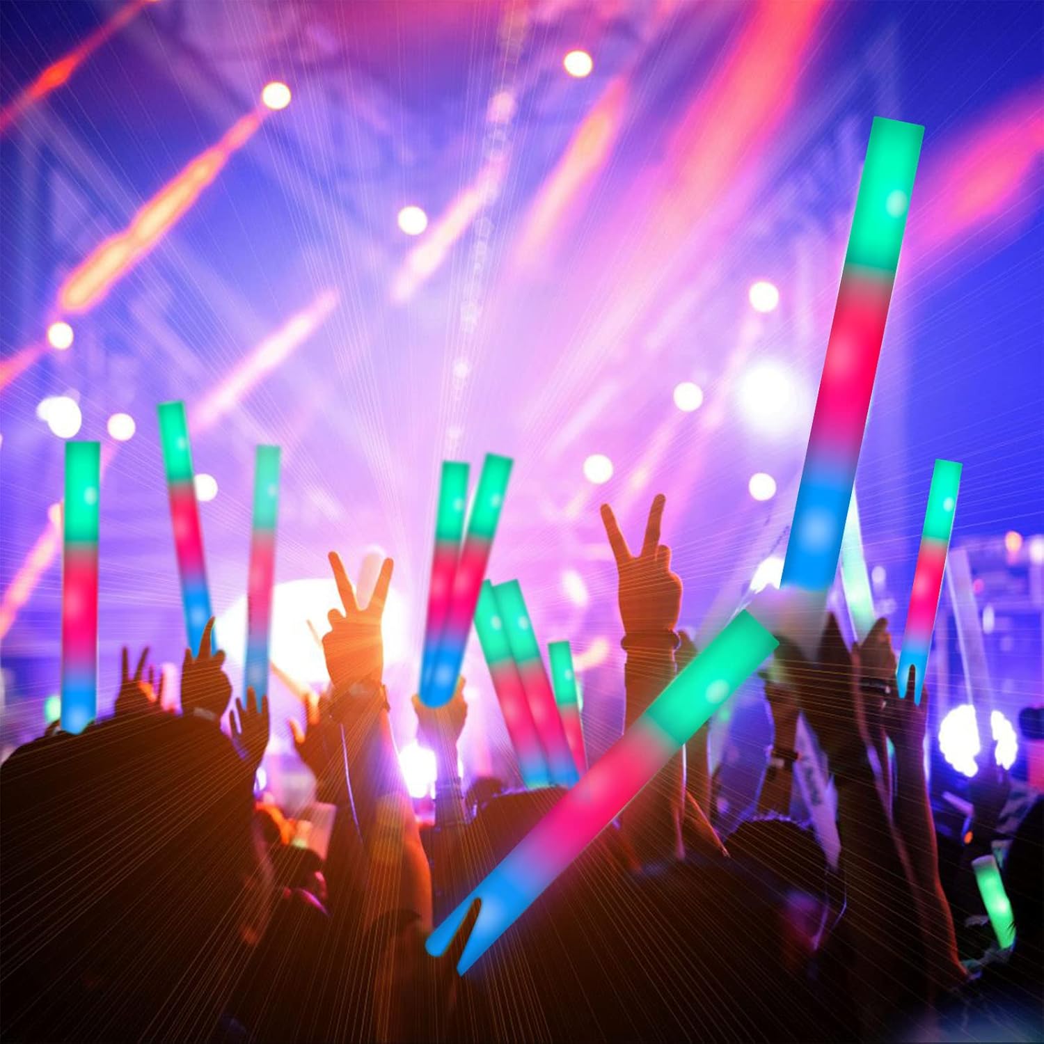135PCS LED Foam Glow Sticks with 3 Modes