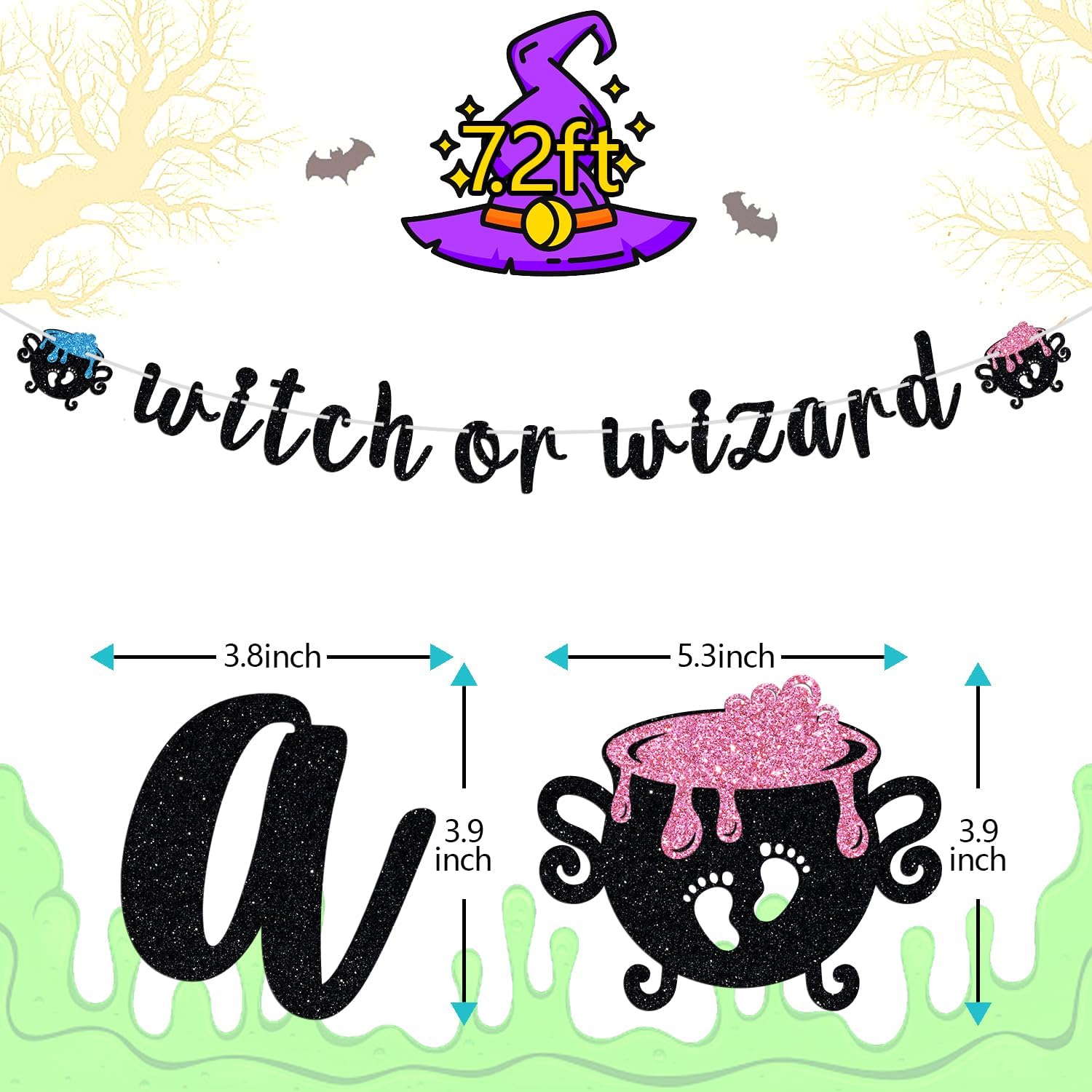 Witch or Wizard Banner Halloween Baby Shower Decor