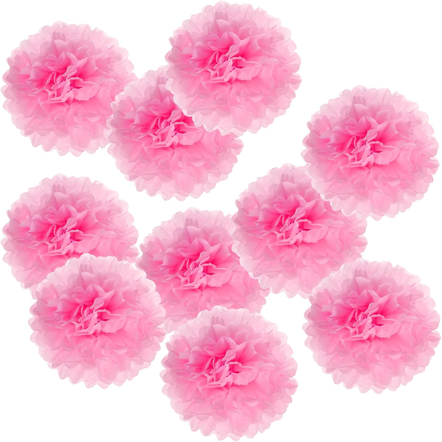 PATIKIL 4 Inch Pink Tissue Pom Pom Flowers 10 Pack