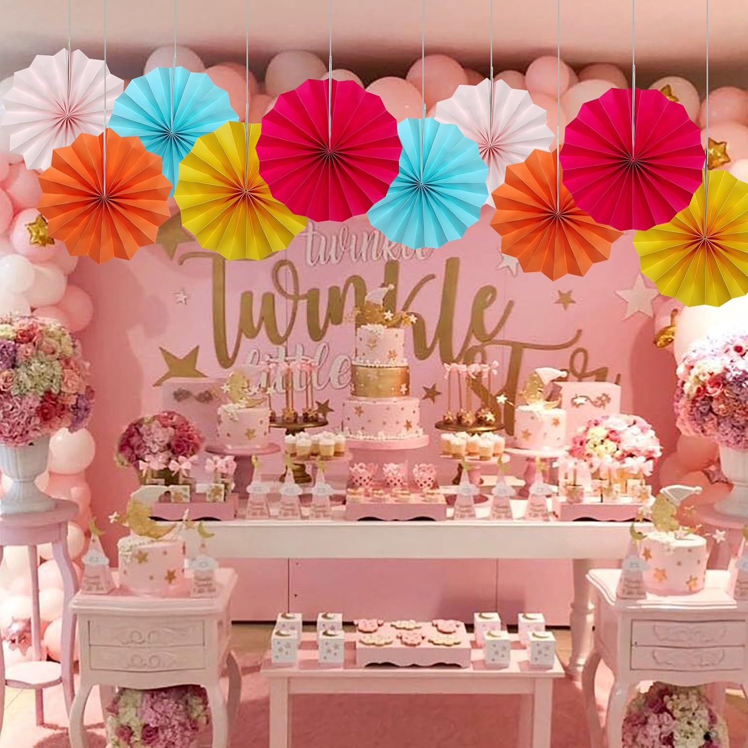 BARTHEW Pink Tissue Pom Poms Decorations Set