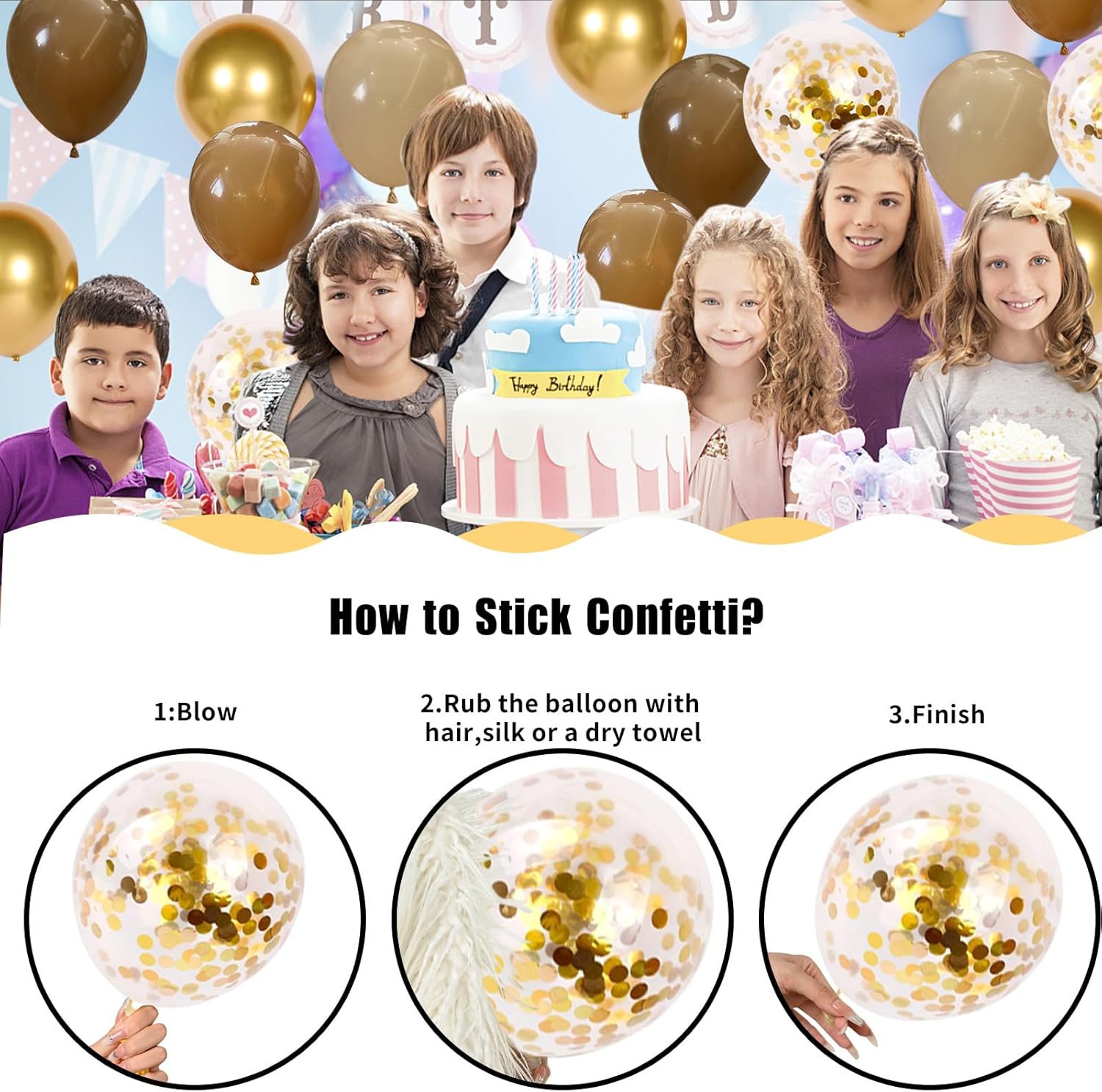 Brown and Gold Balloons Set for Birthday Decorations