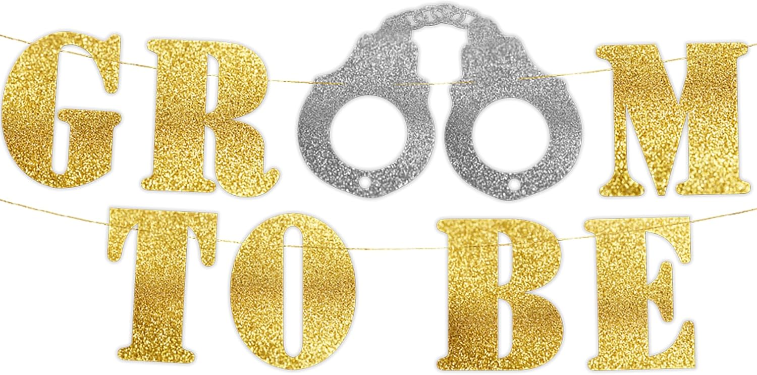 Groom to Be Gold Glitter Banner - Bachelor Party Decor
