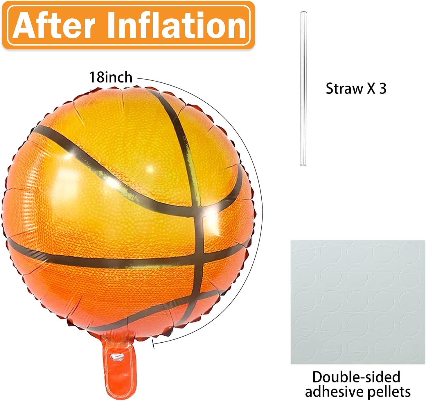 18 Inch Basketball Balloons with Double Sided Dots 10 PCS
