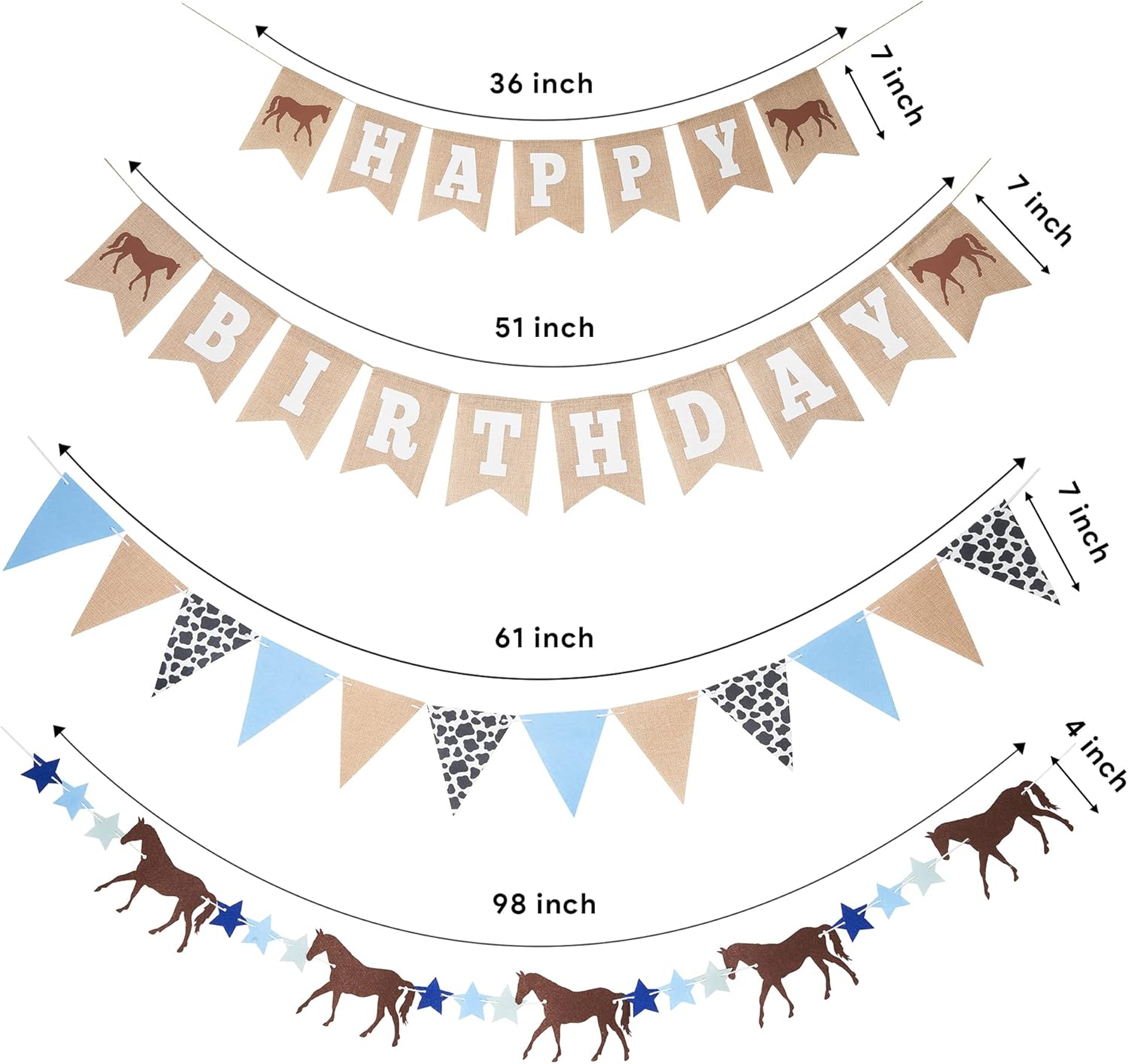 Western Horse Birthday Decorations Set