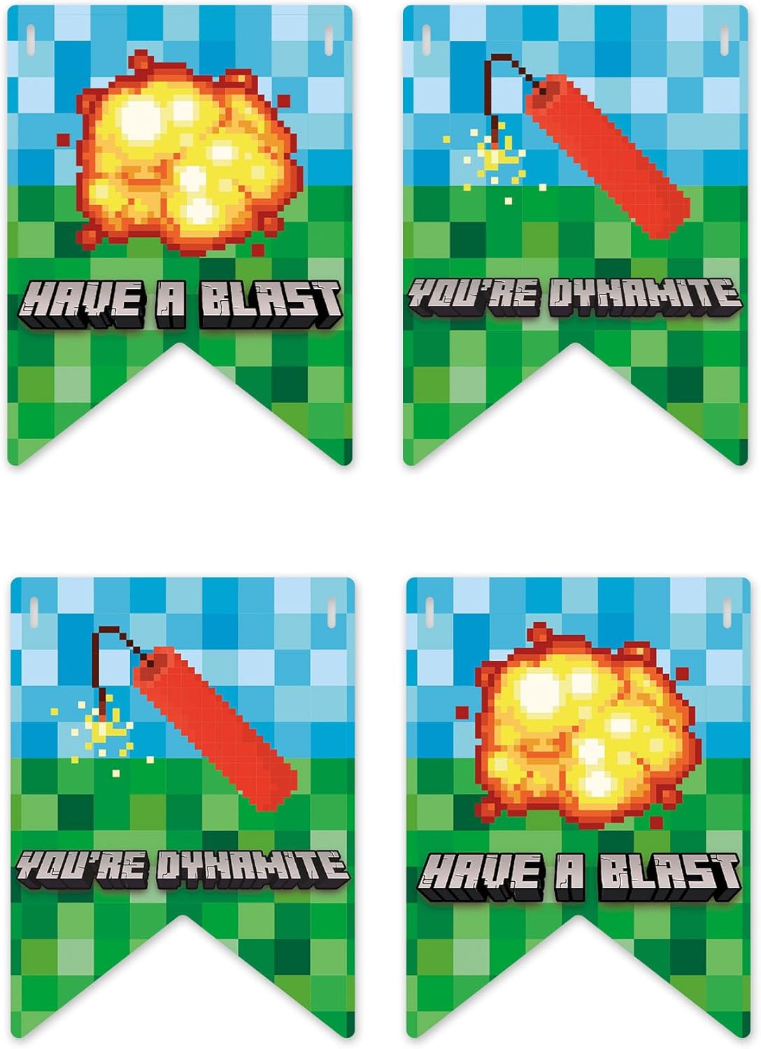 Pixel Themed Happy Birthday Banner by Doodle Pink