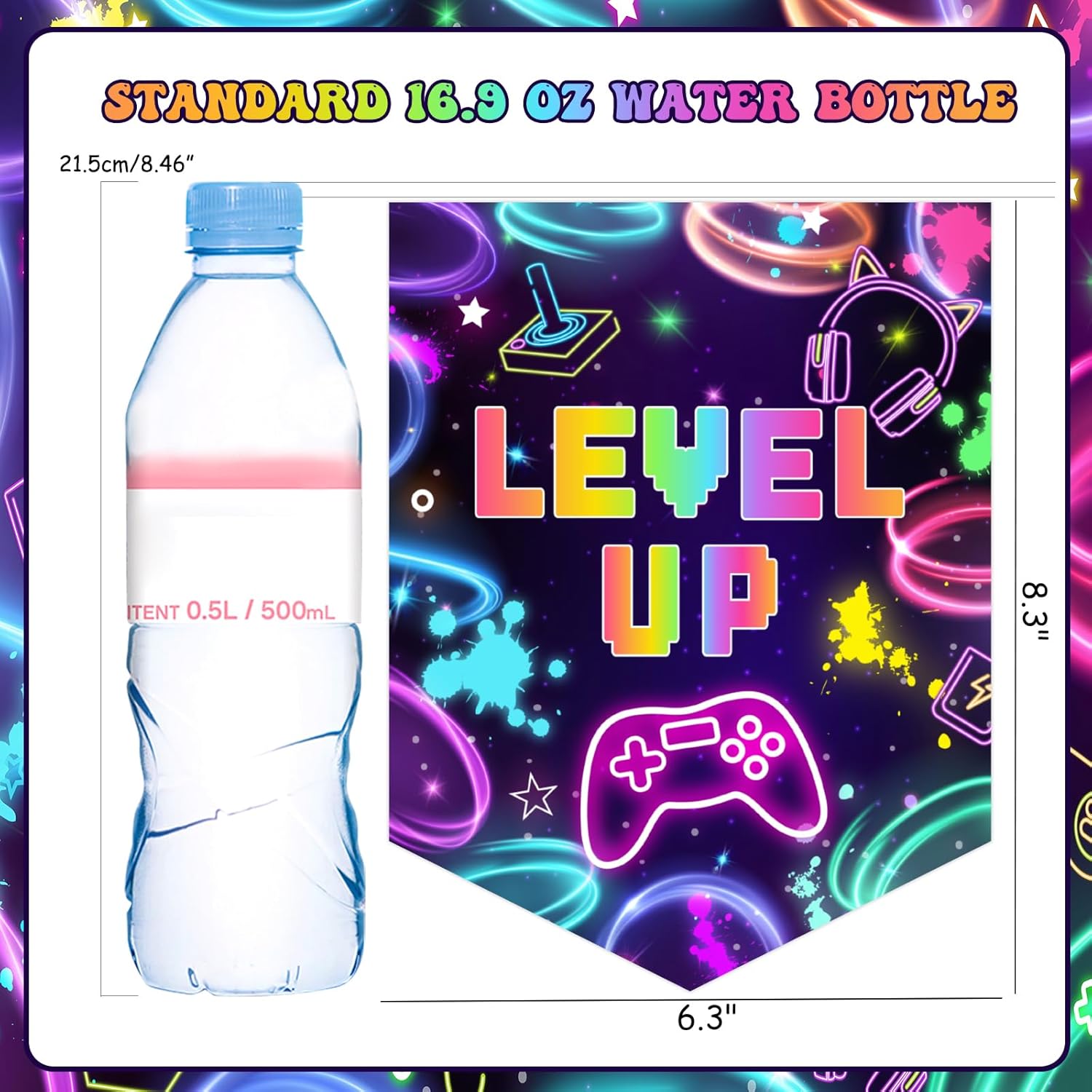 Neon Game Level Up Birthday Banner for Boys
