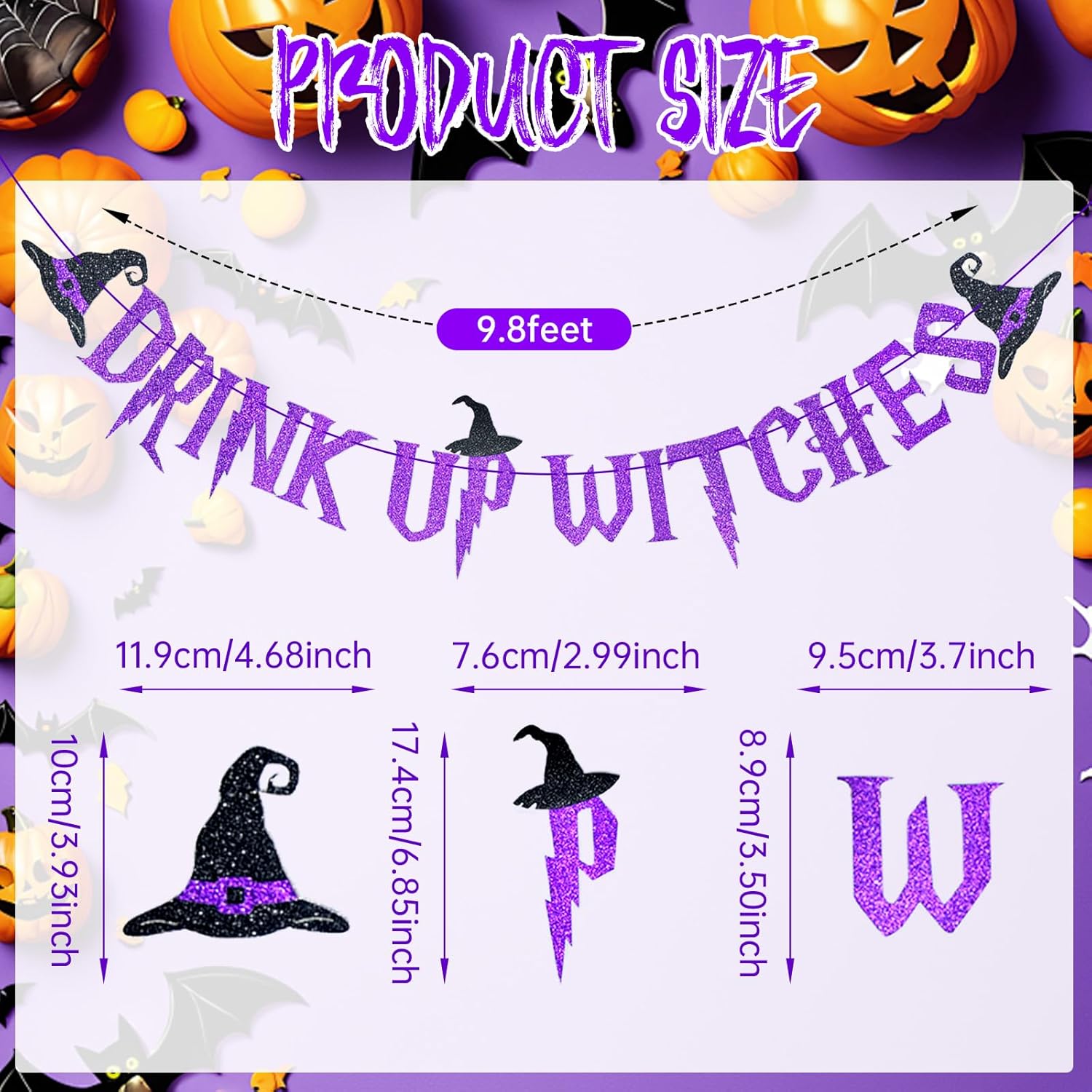Purple Glitter Drink Up Witches Halloween Banner