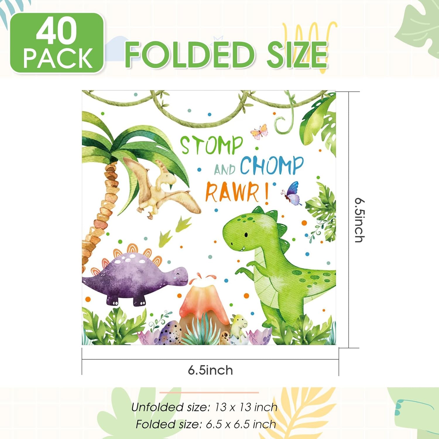 Xiliconie Dinosaur Napkins 40 pcs 2 ply birthday party decorations