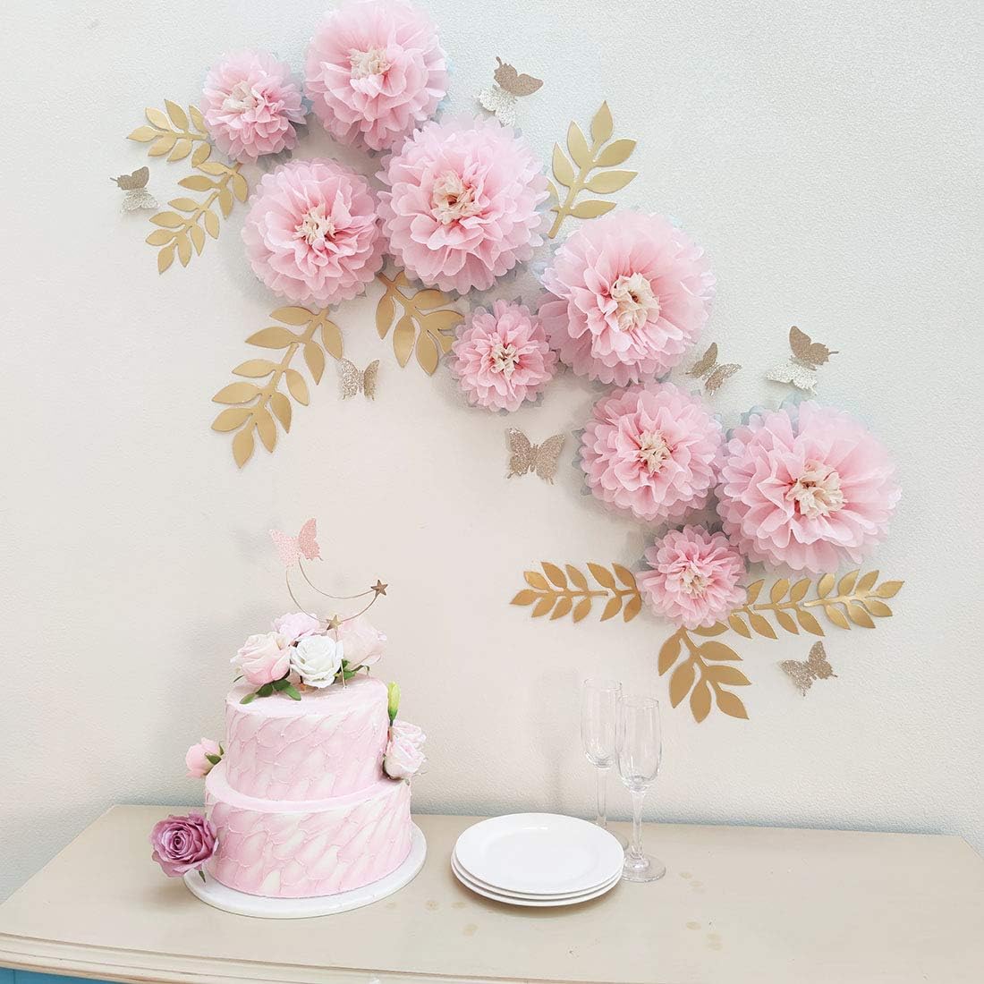 Mybbshower Paper Flower Decorations Pack of 9