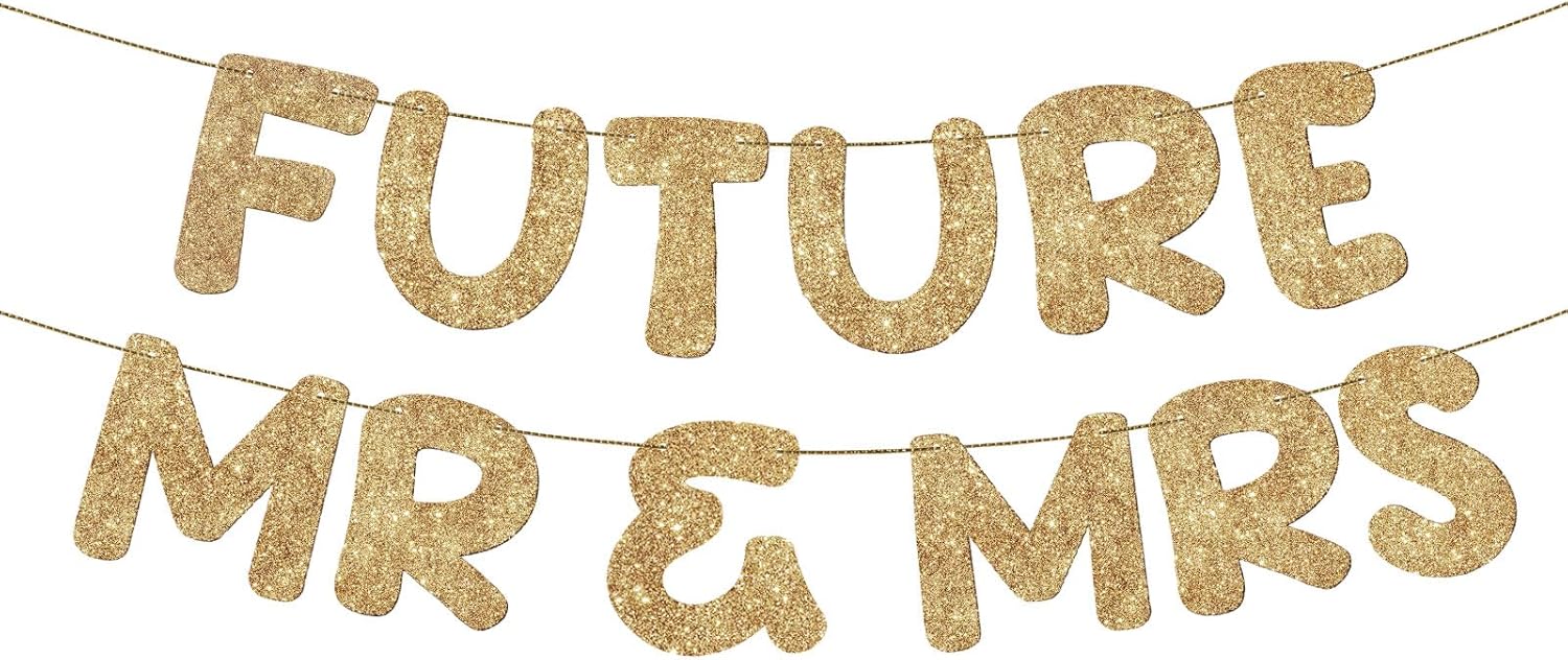 Breling Future Mr Mrs Glitter Gold Engagement Banner