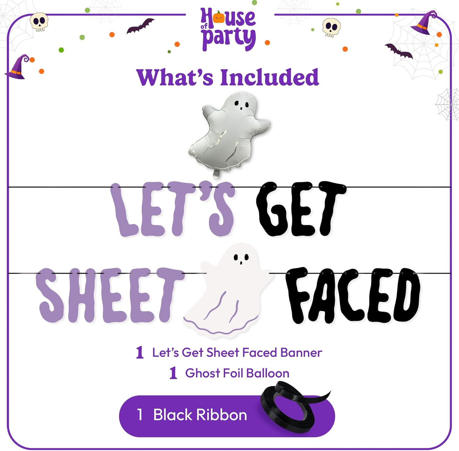 HOUSE OF PARTY Halloween Banner with Foil Balloons
