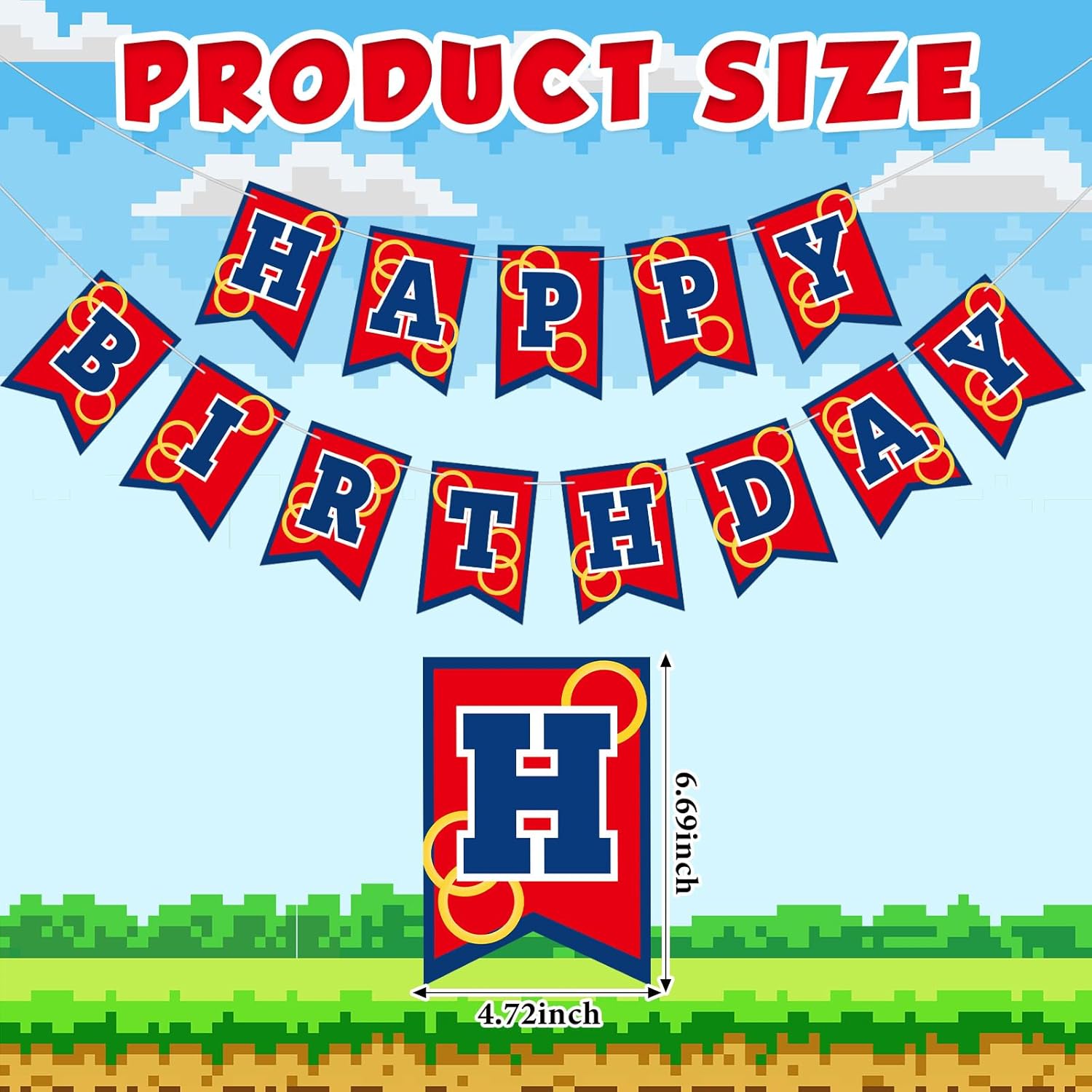 Red Blue and Golden Rings Birthday Banner