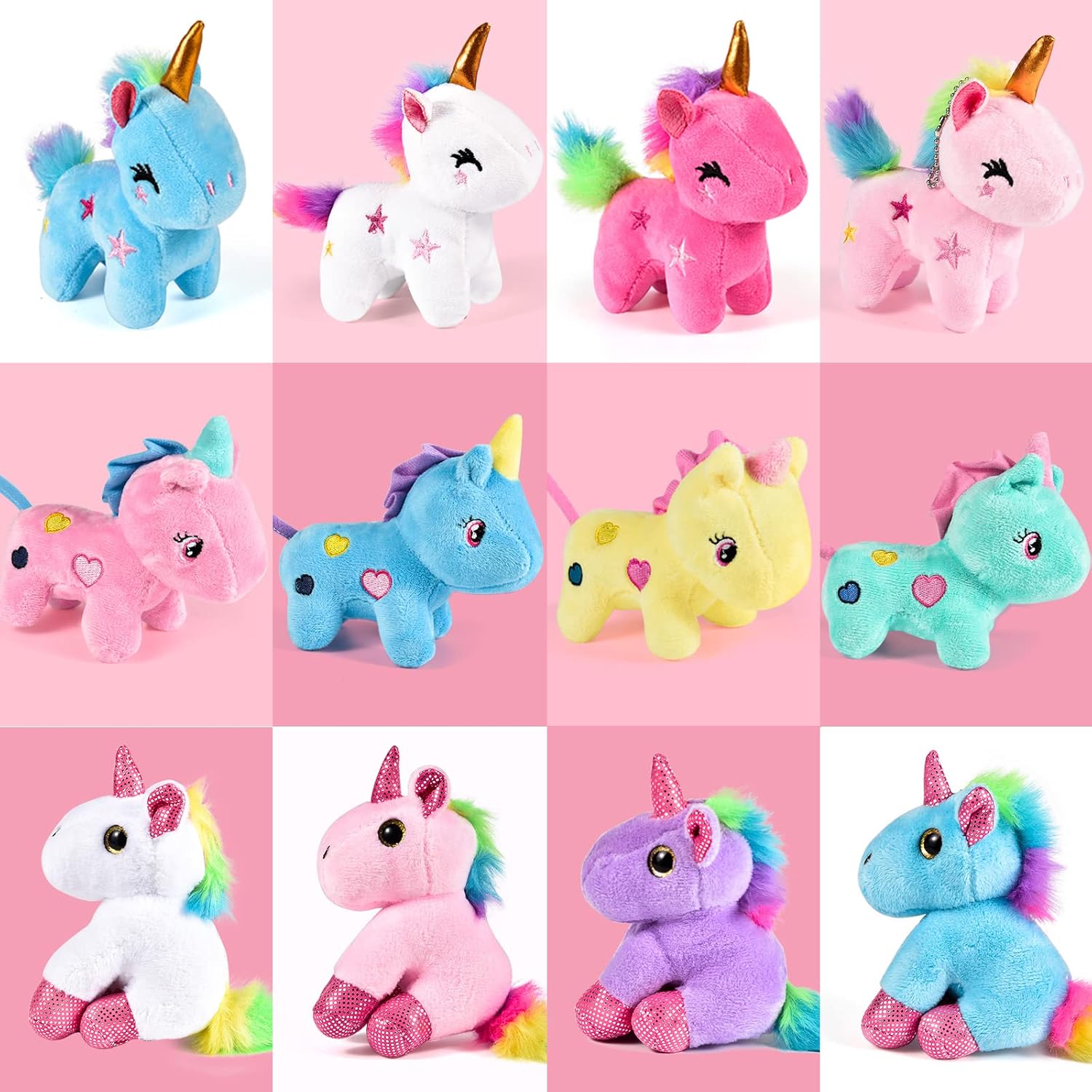 12Pcs Mini Plush Unicorn Party Favors Set