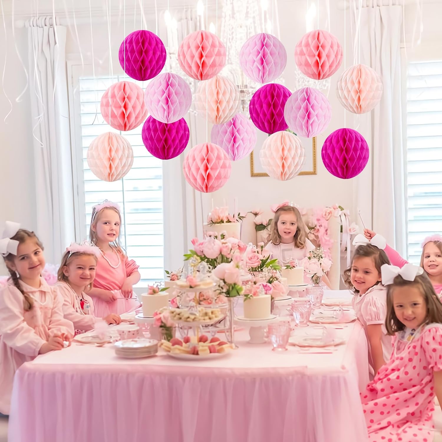 Hanging Honeycomb Decor Hot Pink Party Balls Set of 16