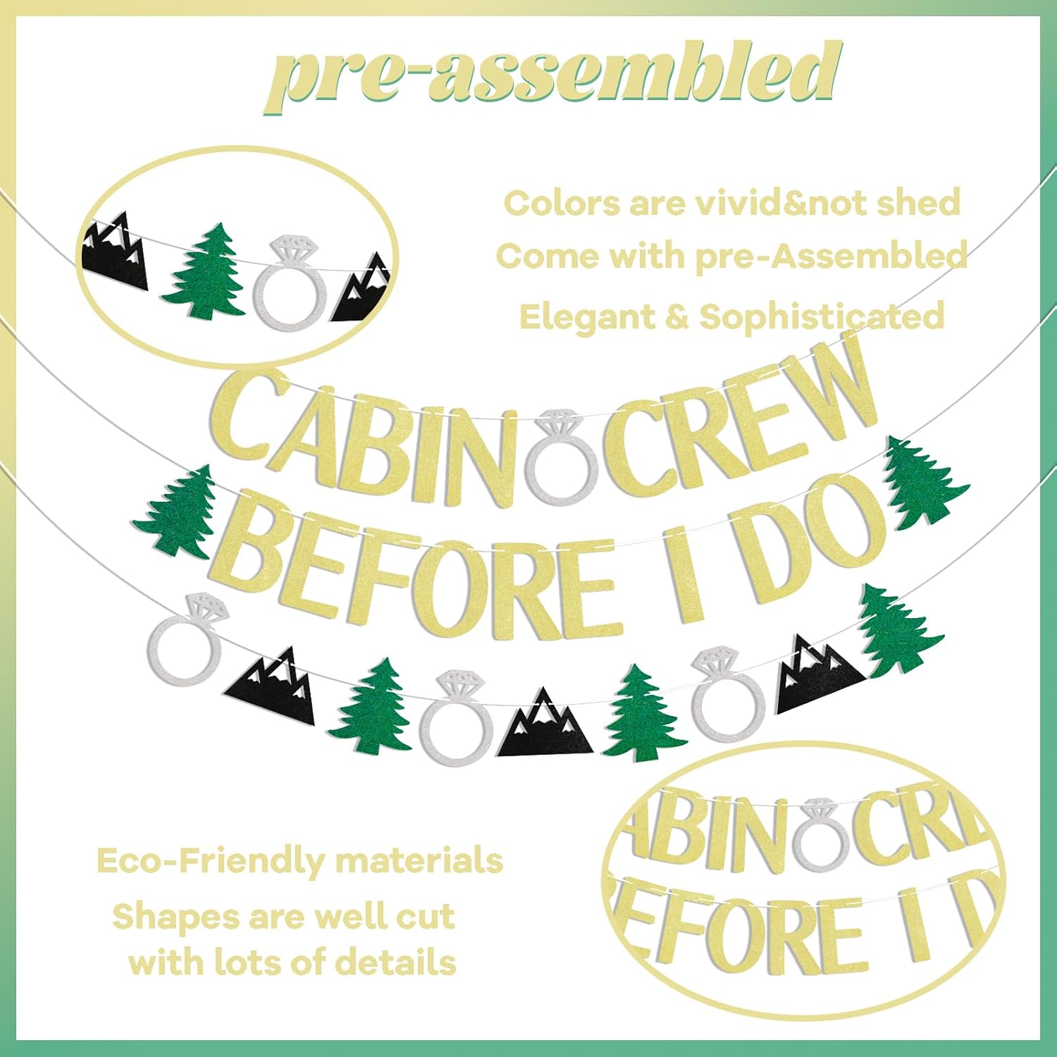 Cabin Crew Before I Do Banner Gold Glitter