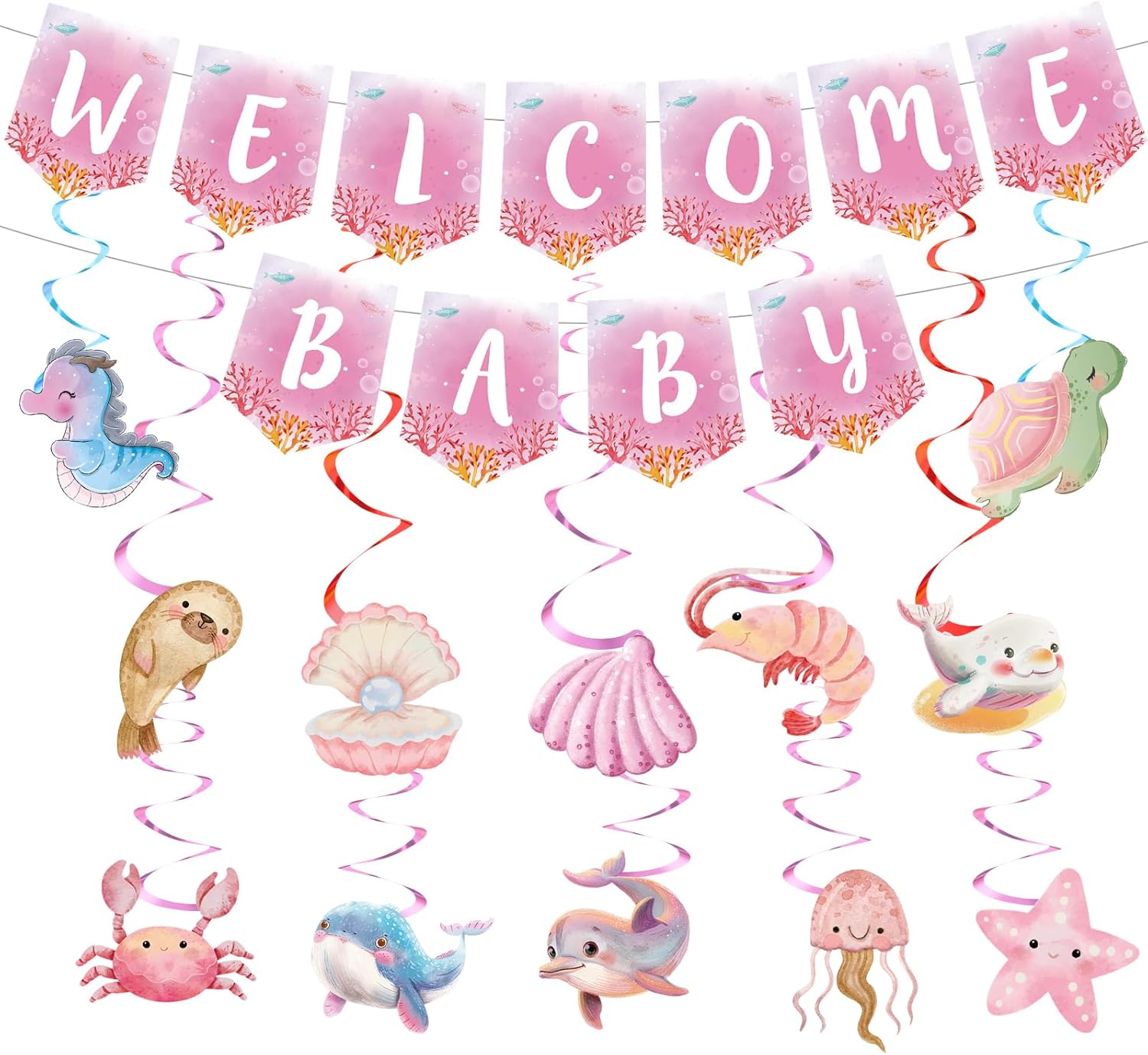 Under The Sea Welcome Baby Banner for Girls