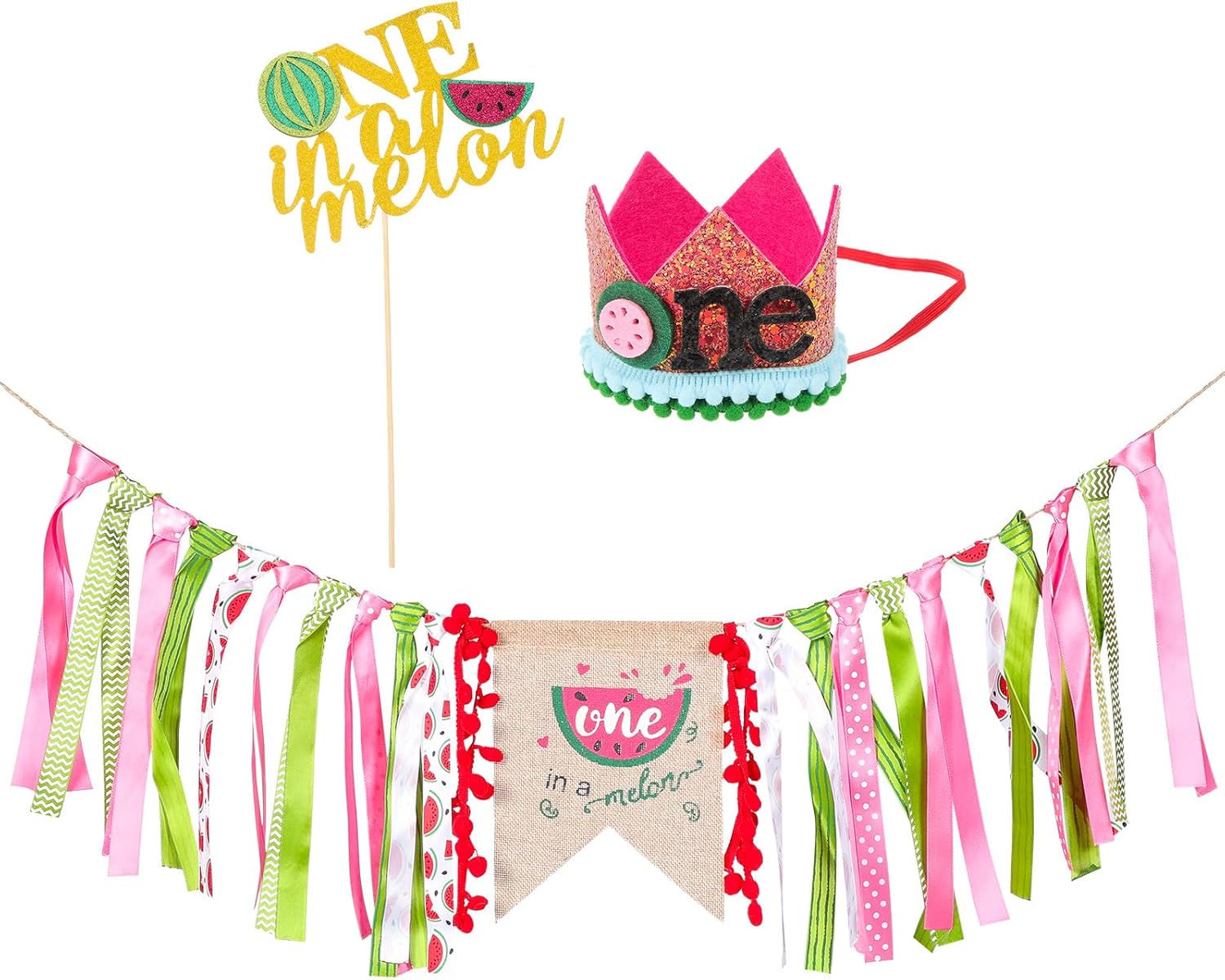 NUOBESTY 1st Birthday Watermelon Decor Kit for Baby