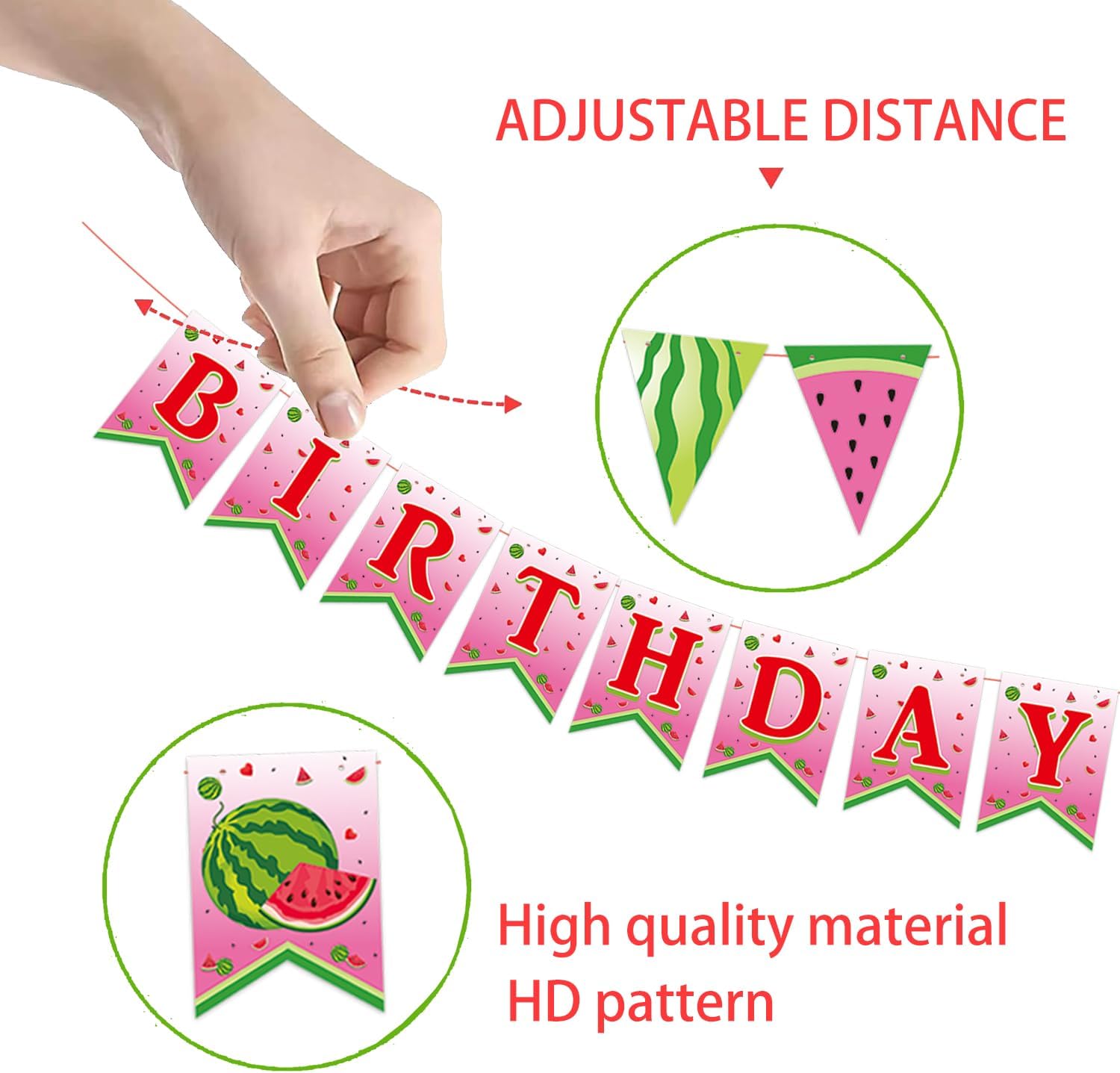 Watermelon Birthday Banner Happy Summer Party Decor