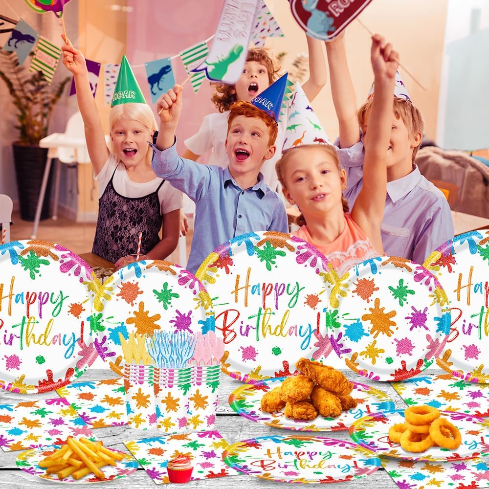140PCS Paint Splatter Party Decorations Set