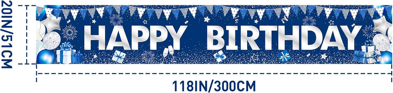 Blue Happy Birthday Banner for Boys and Girls