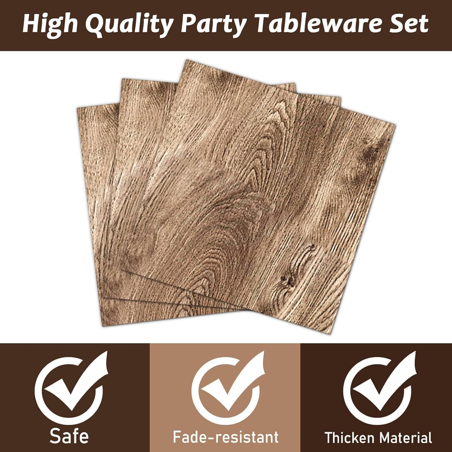 200Pcs Rustic Wooden Tree Party Supplies for Kids