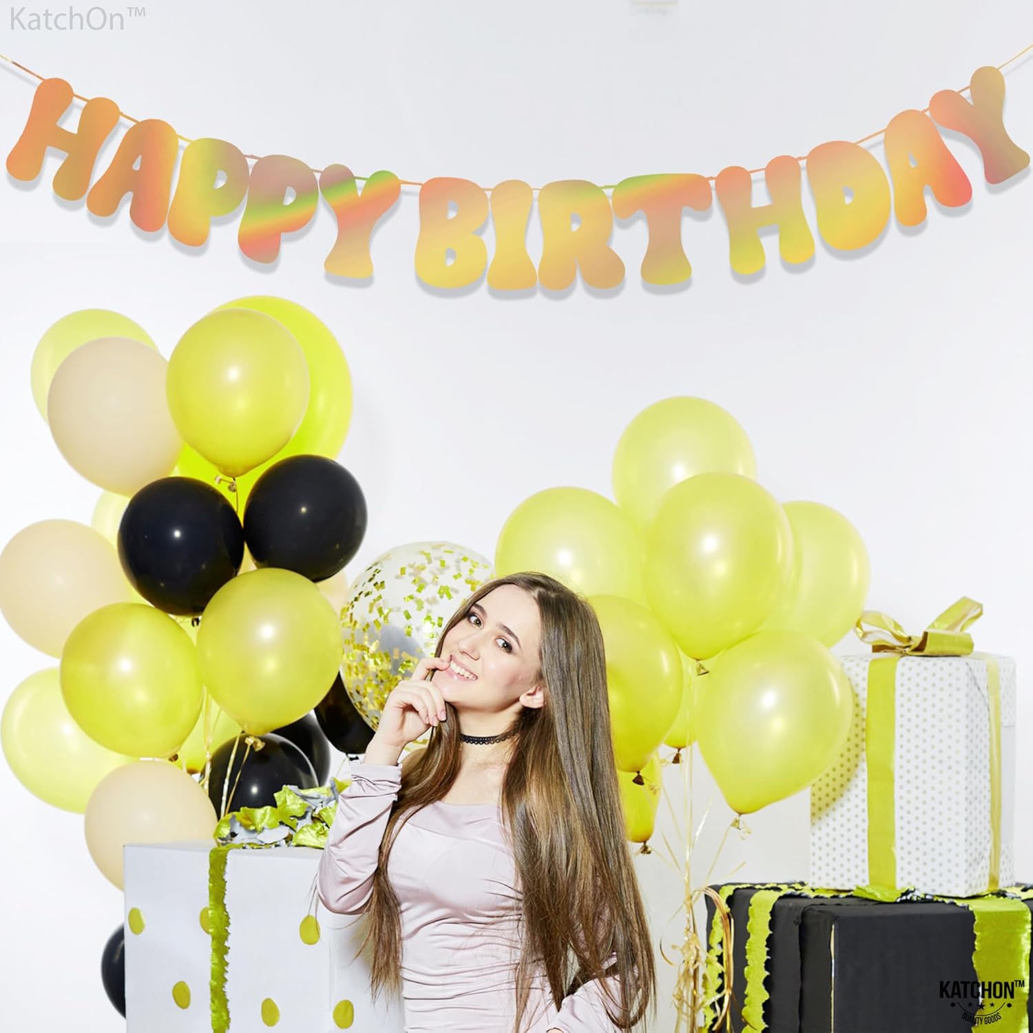 Iridescent Gold Happy Birthday Banner 10 Feet Prestrung