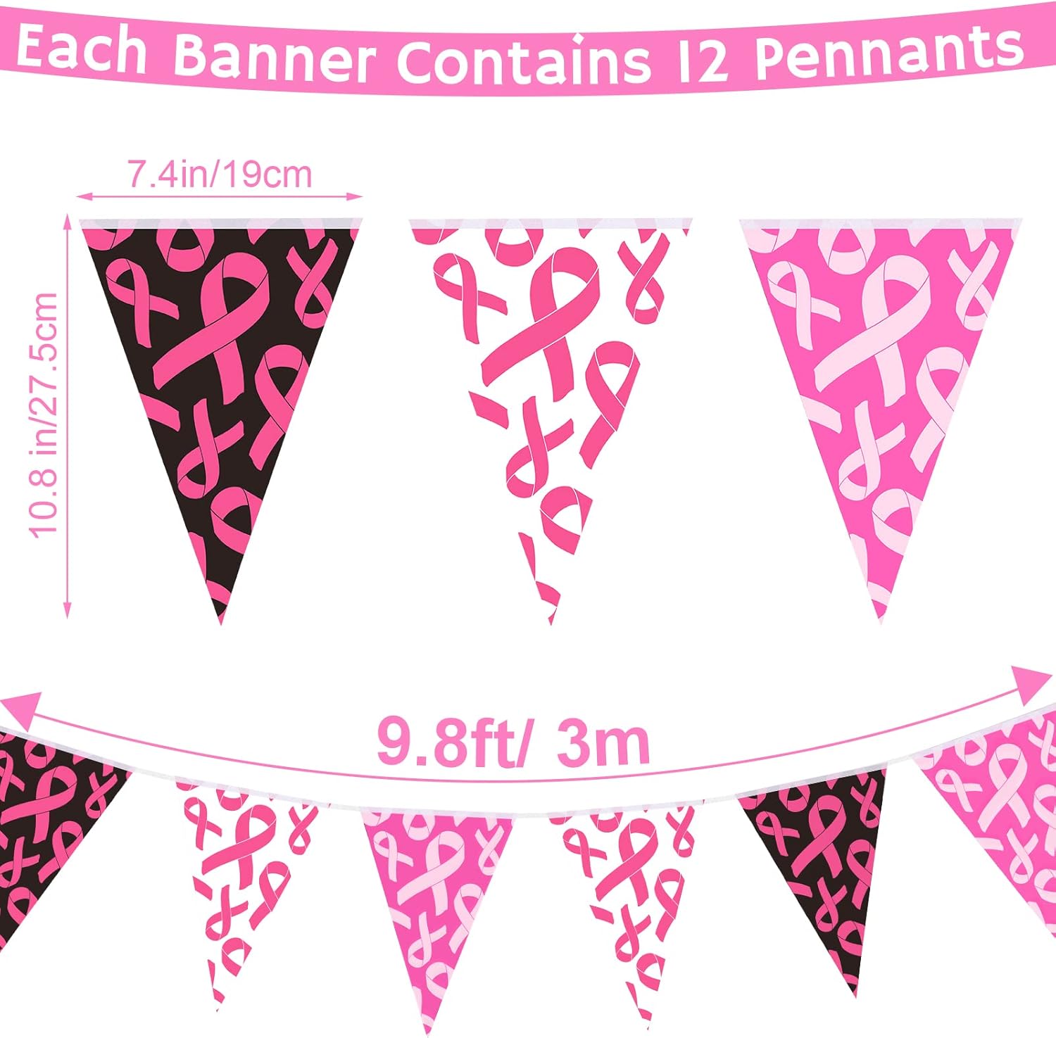 49 Ft Breast Cancer Awareness Pennant Banner Set