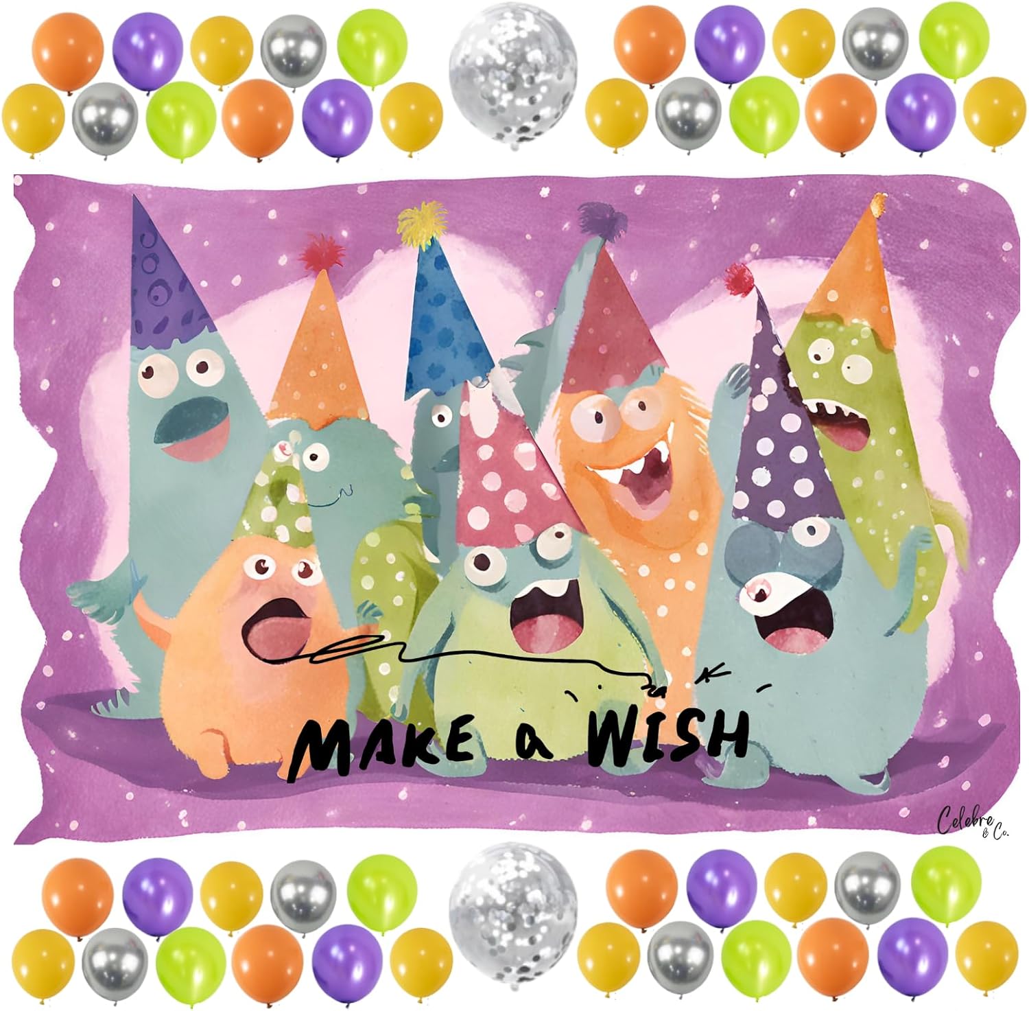 Monster Themed Birthday Backdrop for Kids Party