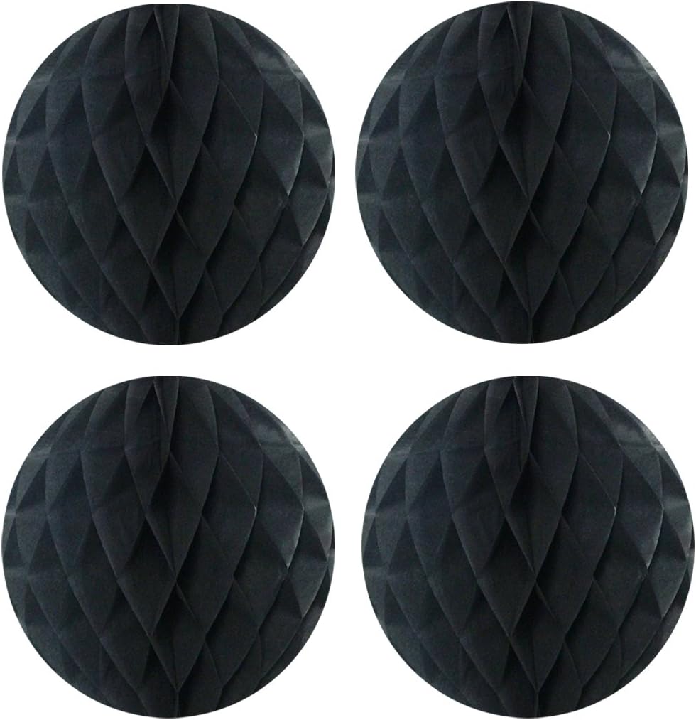 Allydrew 8 Inch Tissue Honeycomb Ball 4 Pack Black
