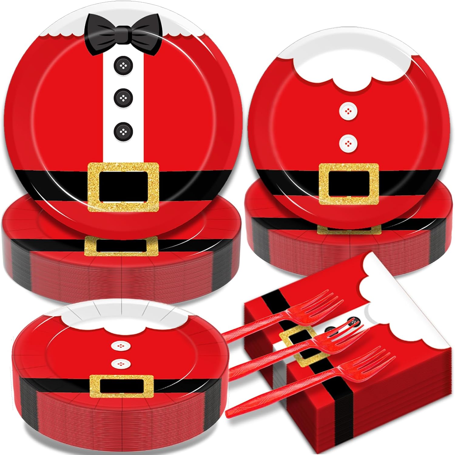 200Pcs Santa Claus Christmas Plates Napkins Set