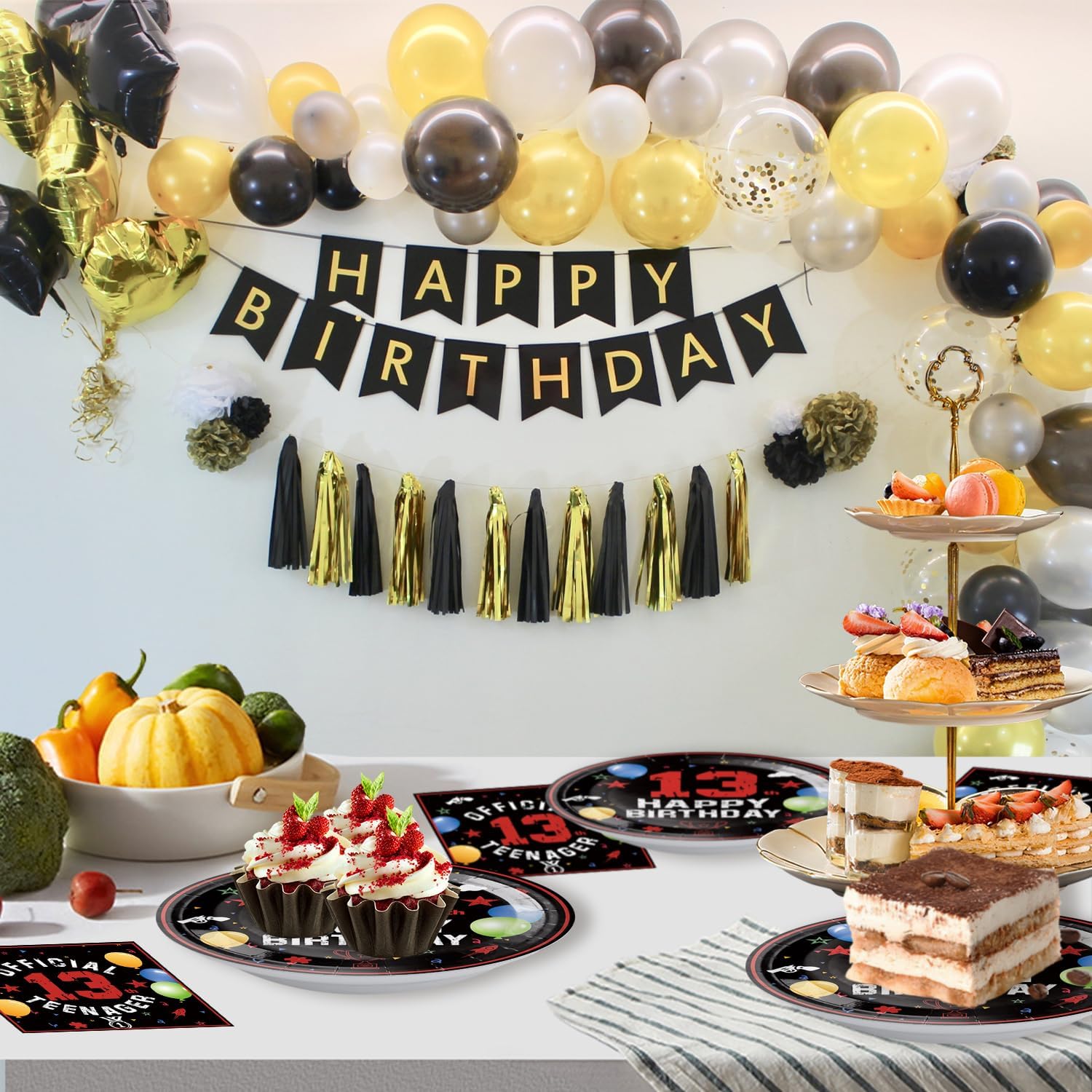 40Pcs 13th Birthday Party Decor Set for Boys