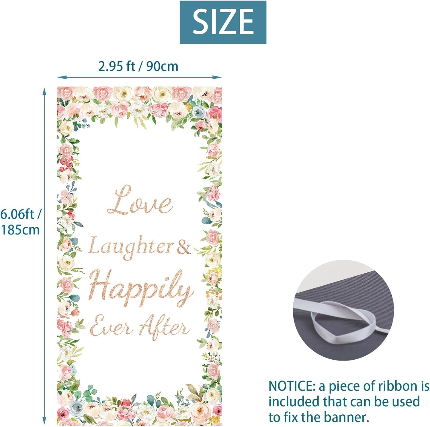Joyiou Love Laughter Happily Ever After Door Banner