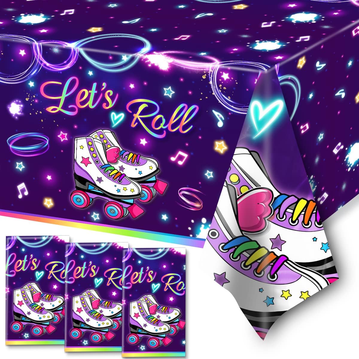 Roller Skating Party Tablecloths 3pcs Lets Roll