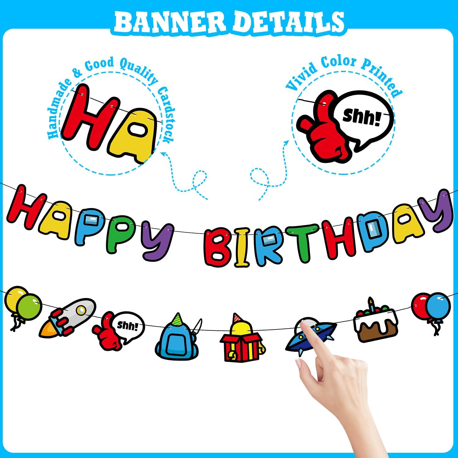 Space Happy Birthday Banner for Boys Party Decorations